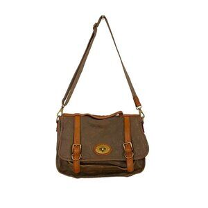 Fossil Vintage Reissue #54 Messenger Bag Crossbody Gray Brown Leather